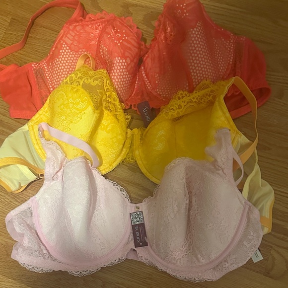 Adore Me Lacy Pink, Yellow, and Orange Bras - Picture 1 of 2